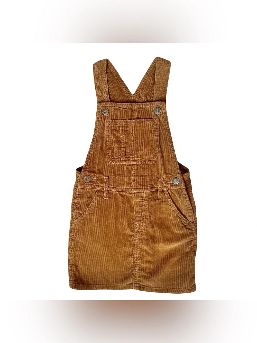 Old Navy 3T Girls corduroy brown tan skirtall overalls dress fall cozy